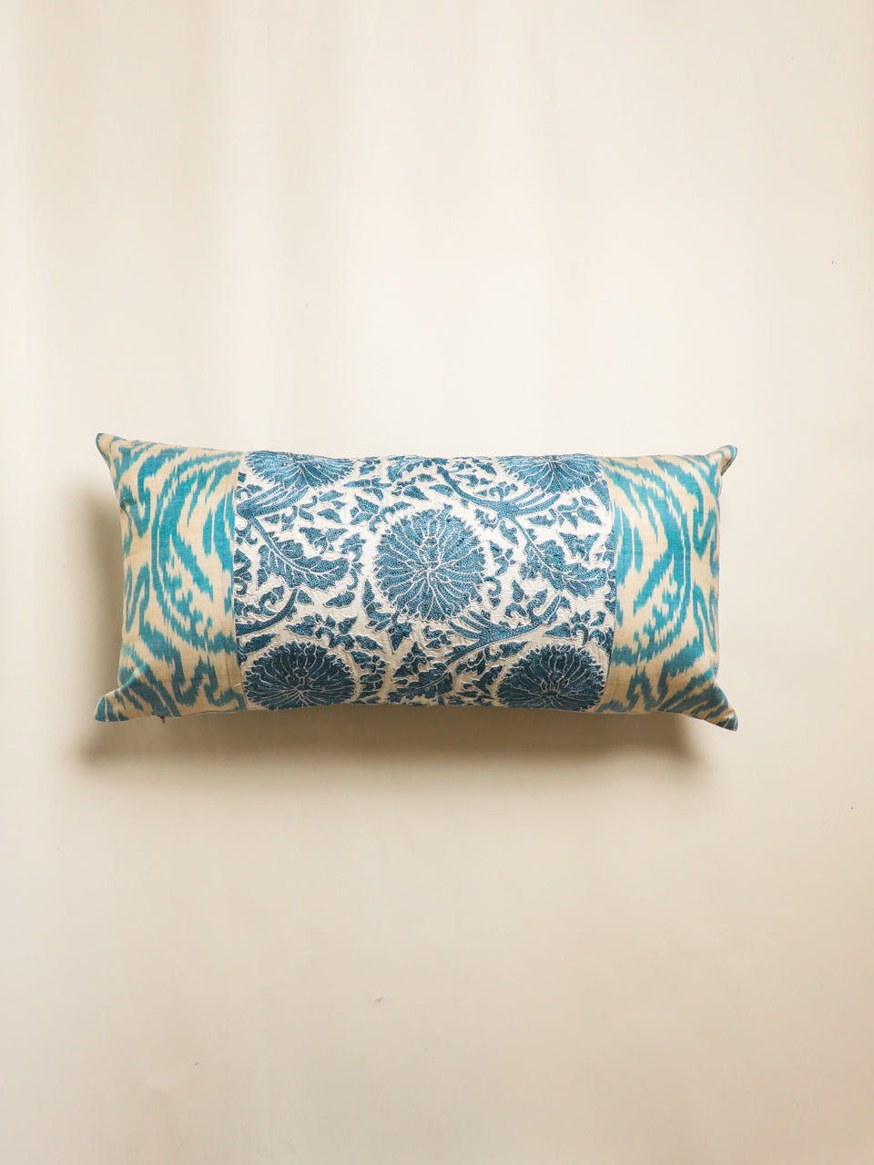 Suzani and Silk Ikat Long Lumbar Pillow Cover