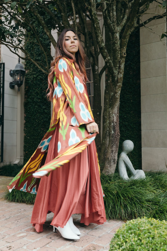 Fergana Silk Caftan Duster | Elysian by Emily Morrison.