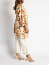 Silk Oversized Tangerine Jacket with Suzani Embroidery