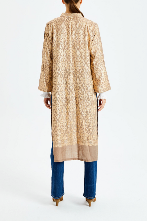 Embroidered Cashmere Caftan Duster