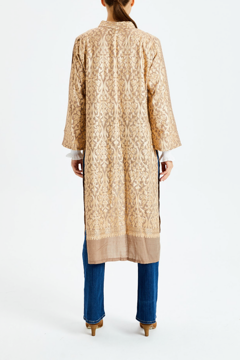 Embroidered Cashmere Golden Luxe Caftan