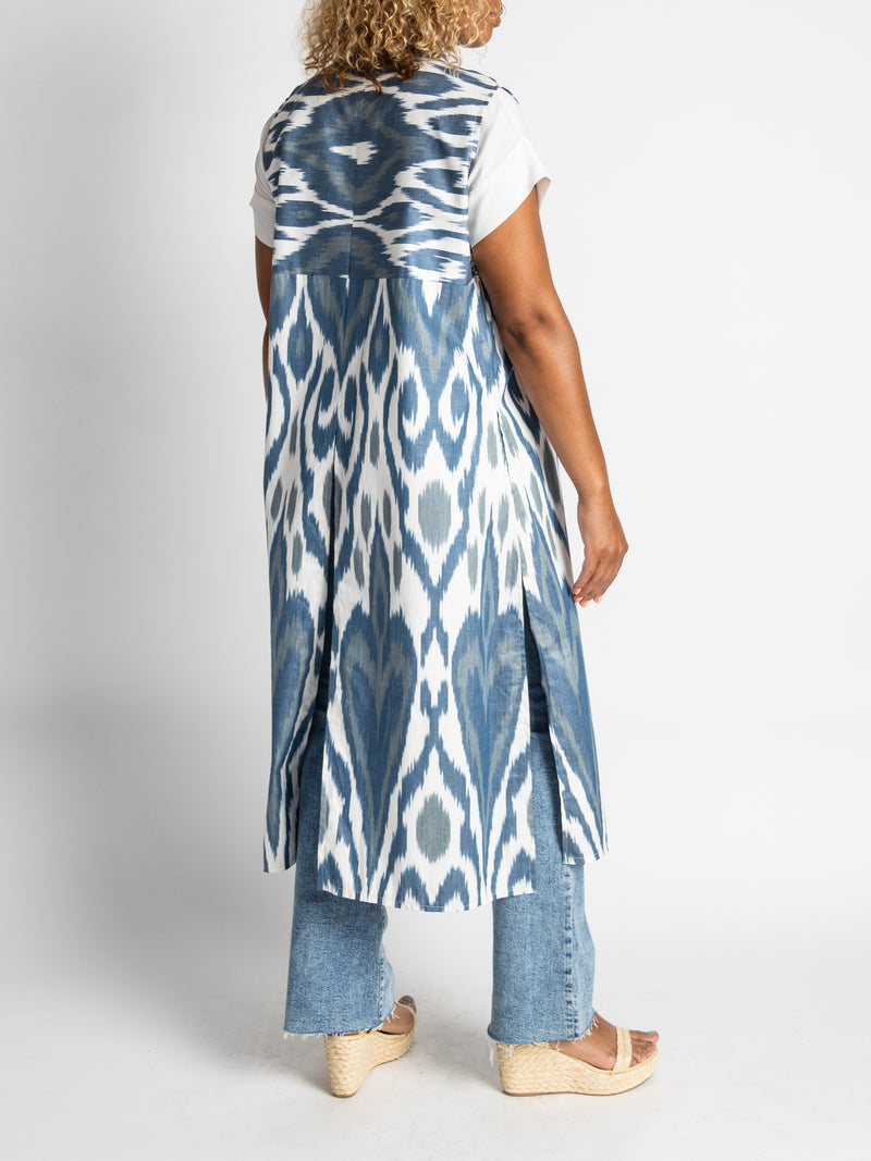 Aegean Sleeveless Cotton Caftan Duster