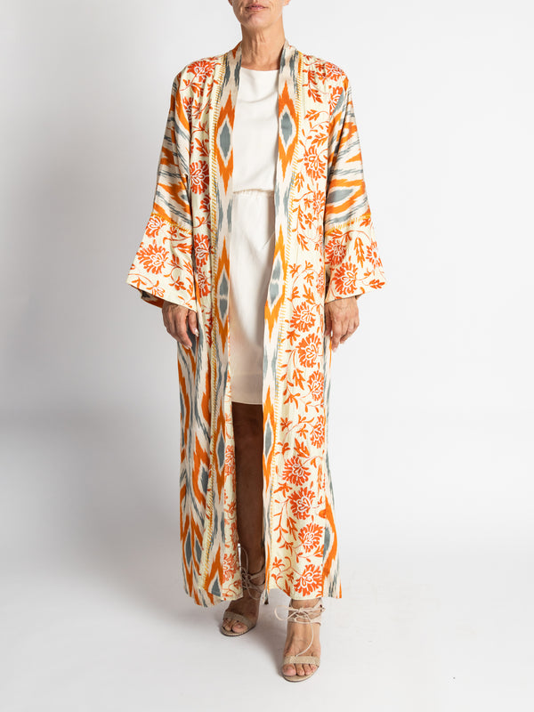 Silk Kimono with Suzani Embroidery