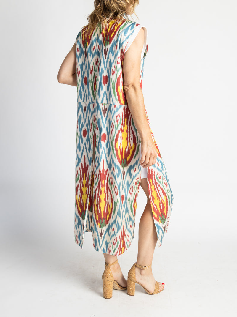 Fergana Sleeveless Silk Caftan Duster
