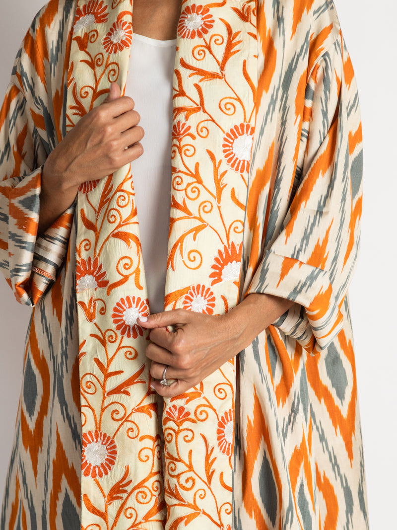 Floransa Silk Oversized Jacket with Suzani Embroidery