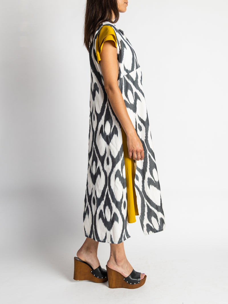 Fergana Sleeveless Silk Caftan Duster